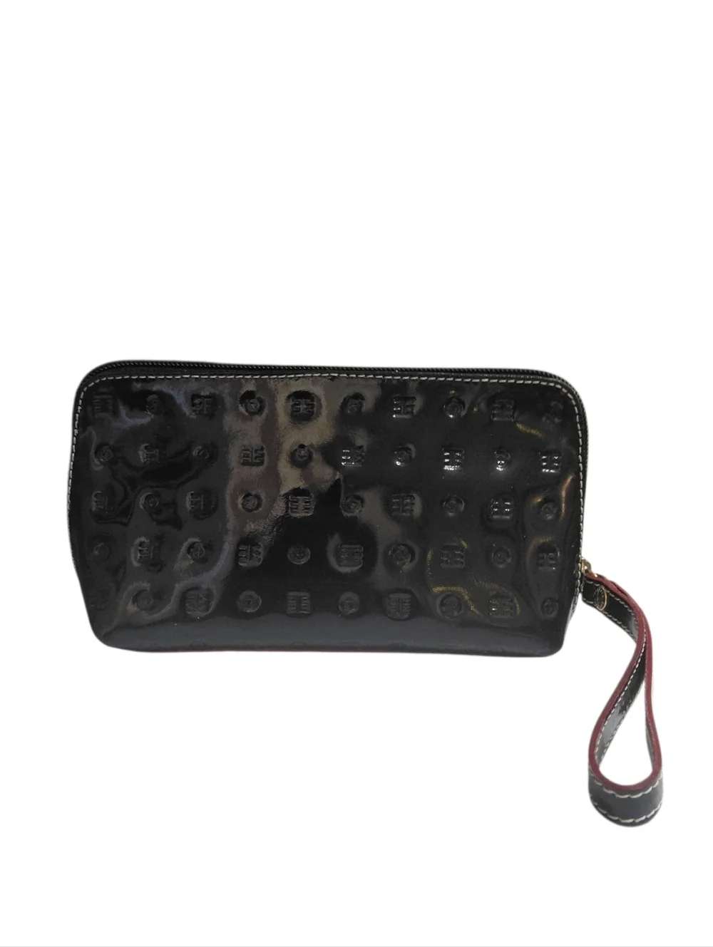 Arcadia Black Embossed Wristlet Pouch